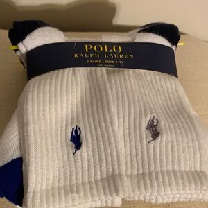 Polo by Ralph Lauren Boys' White and Blue Socks